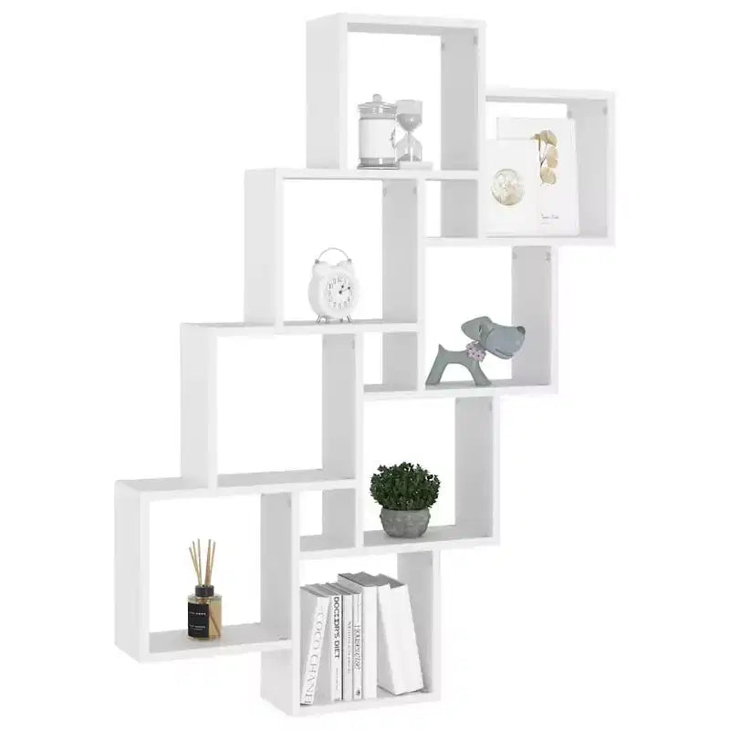 Wall Shelf White Engineered Wood, Short & Tall Wall Mounting