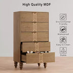 5 Drawers Dresser  Modern Wooden Tall Dresser with Deep Drawers, Storage Cabinet for Bedroom, Living Room, Hallway, Entryway  Easy Assembly