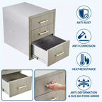 Stainless Steel Triple Drawer Storage Cabinet for Outdoor Kitchen  Heavy Duty, Weather-Resistant, Flush Mount Organizer with Handles, for BBQ Island