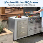 Stainless Steel Triple Drawer Storage Cabinet for Outdoor Kitchen  Heavy Duty, Weather-Resistant, Flush Mount Organizer with Handles, for BBQ Island