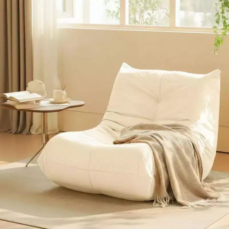 Giant Bean Bag Chair Lazy Floor Sofa, Memory Foam Fireside Sofa for Adults, Big Beanbag Faux Leather Armless Chair for Living Room Bedroom Dorm Office