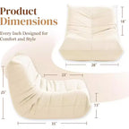Giant Bean Bag Chair Lazy Floor Sofa, Memory Foam Fireside Sofa for Adults, Big Beanbag Faux Leather Armless Chair for Living Room Bedroom Dorm Office