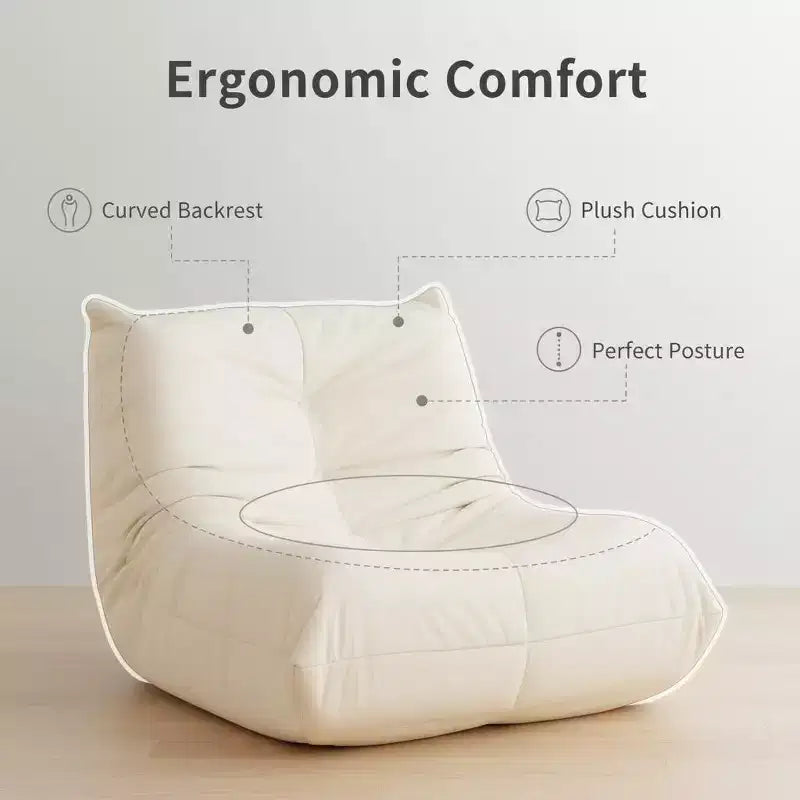 Giant Bean Bag Chair Lazy Floor Sofa, Memory Foam Fireside Sofa for Adults, Big Beanbag Faux Leather Armless Chair for Living Room Bedroom Dorm Office