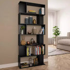 Book Cabinet Black Engineered Wood 31.5 x 9.4 x 75.6 in
