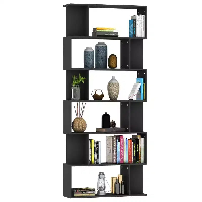 Book Cabinet Black Engineered Wood 31.5 x 9.4 x 75.6 in