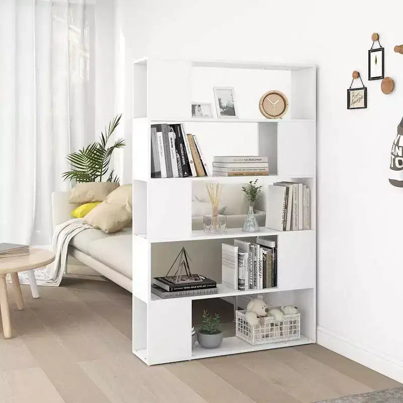 Book Cabinet Room Divider White Engineered Wood 39.4x9.4x61.0 in