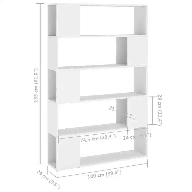 Book Cabinet Room Divider White Engineered Wood 39.4x9.4x61.0 in