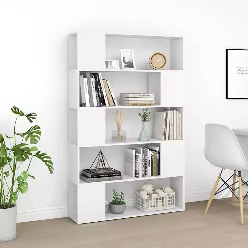 Book Cabinet Room Divider White Engineered Wood 39.4x9.4x61.0 in