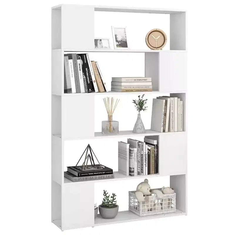Book Cabinet Room Divider White Engineered Wood 39.4x9.4x61.0 in