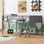 Full Size Loft Bed With Ladder, Easy Assembly, Gray