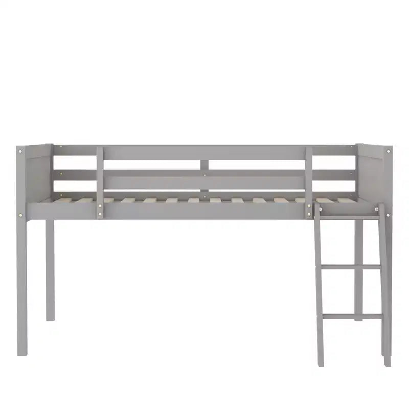 Full Size Loft Bed With Ladder, Easy Assembly, Gray