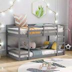 Twin Size Wood Bunk Bed With Ladder, Easy Assembly