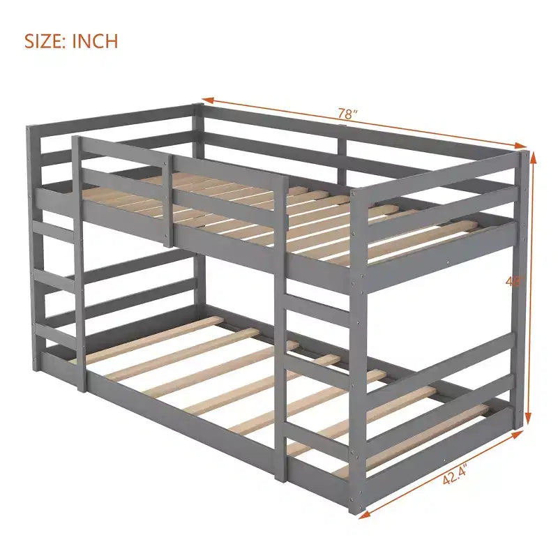 Twin Size Wood Bunk Bed With Ladder, Easy Assembly