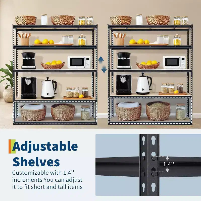 Garage Shelving Unit, 2500 LB Capacity, Adjustable Steel Storage Shelves, Heavy Duty Storage Racks for Basement Warehouse Shop