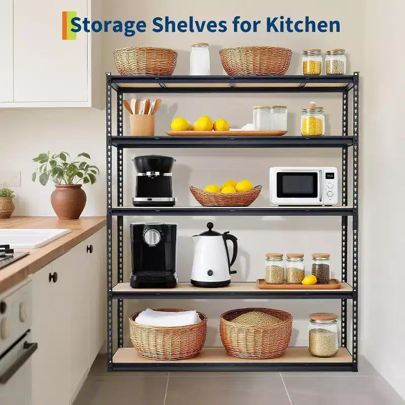 Garage Shelving Unit, 2500 LB Capacity, Adjustable Steel Storage Shelves, Heavy Duty Storage Racks for Basement Warehouse Shop