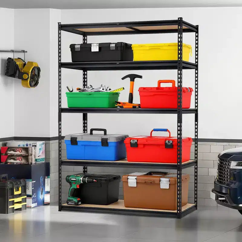 Garage Shelving Unit, 2500 LB Capacity, Adjustable Steel Storage Shelves, Heavy Duty Storage Racks for Basement Warehouse Shop