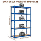 Garage Shelving Unit, 2500 LB Capacity, Adjustable Steel Storage Shelves, Heavy Duty Storage Racks for Basement Warehouse Shop