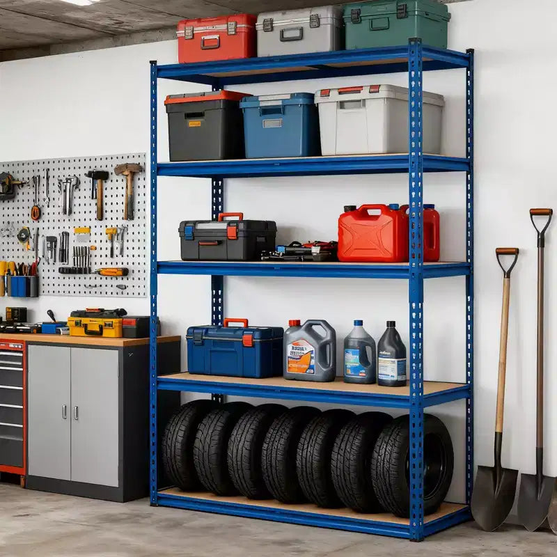 Garage Shelving Unit, 2500 LB Capacity, Adjustable Steel Storage Shelves, Heavy Duty Storage Racks for Basement Warehouse Shop