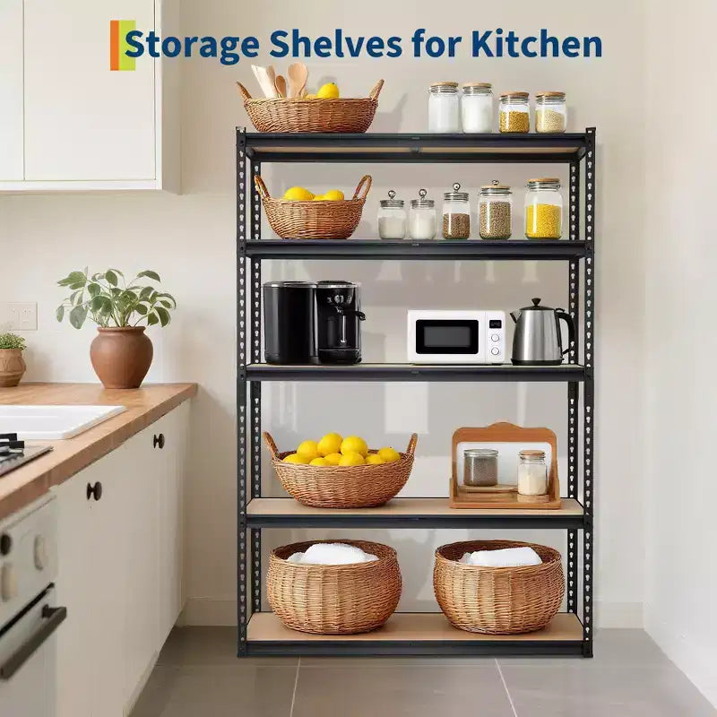 Garage Shelving Unit, 2500 LB Capacity, Adjustable Steel Storage Shelves, Heavy Duty Storage Racks for Basement Warehouse Shop