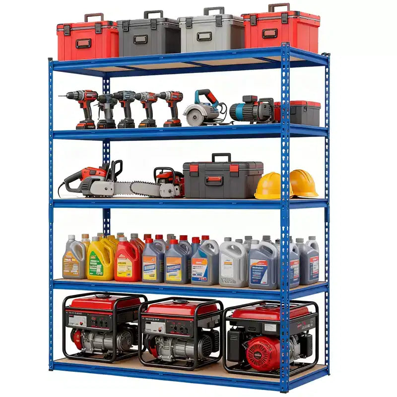 Garage Shelving Unit, 2500 LB Capacity, Adjustable Steel Storage Shelves, Heavy Duty Storage Racks for Basement Warehouse Shop