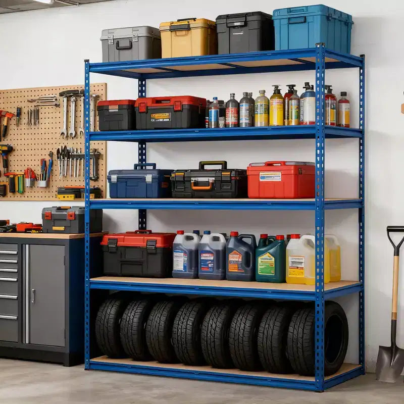 Garage Shelving Unit, 2500 LB Capacity, Adjustable Steel Storage Shelves, Heavy Duty Storage Racks for Basement Warehouse Shop