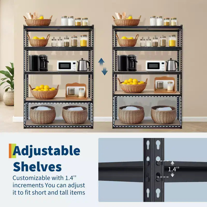 Garage Shelving Unit, 2500 LB Capacity, Adjustable Steel Storage Shelves, Heavy Duty Storage Racks for Basement Warehouse Shop
