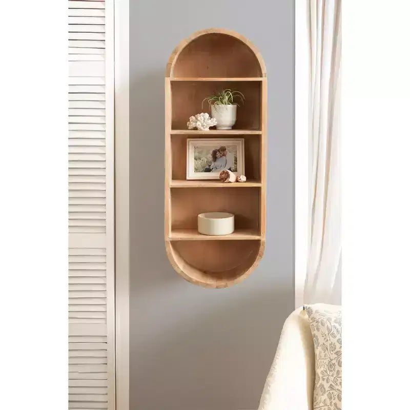 Wood Capsule Wall Shelf, Natural, 13x33