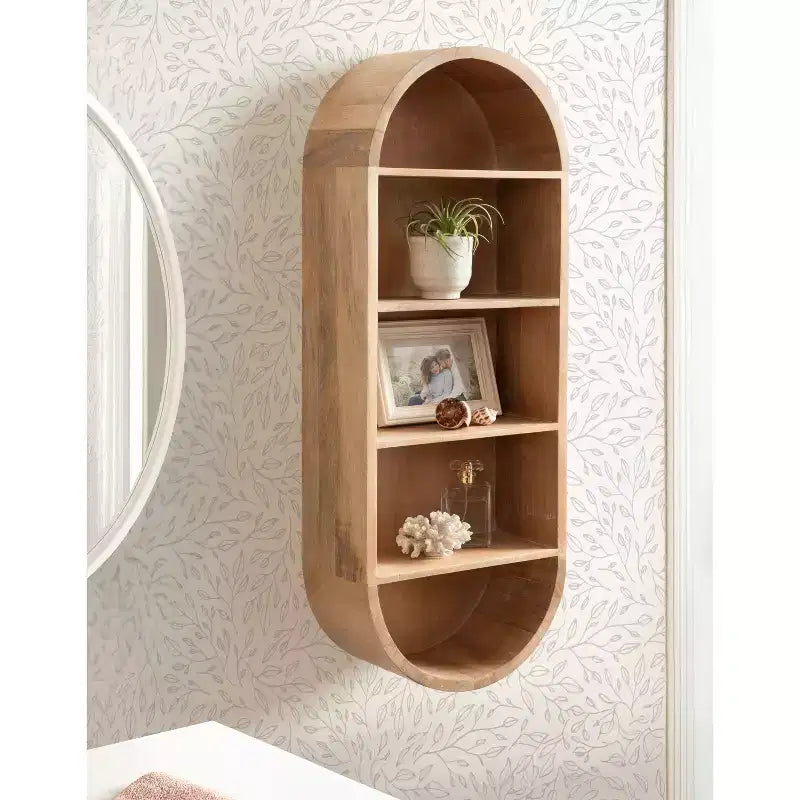 Wood Capsule Wall Shelf, Natural, 13x33