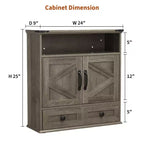 24 Wide Farmhouse Wall-Mounted Bathroom Cabinet with Sliding Barn Doors - Medicine Cabinet with Adjustable Shelf for Bathroom and Laundry