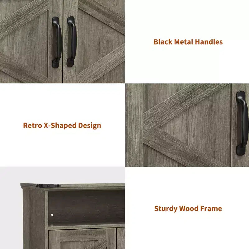 24 Wide Farmhouse Wall-Mounted Bathroom Cabinet with Sliding Barn Doors - Medicine Cabinet with Adjustable Shelf for Bathroom and Laundry