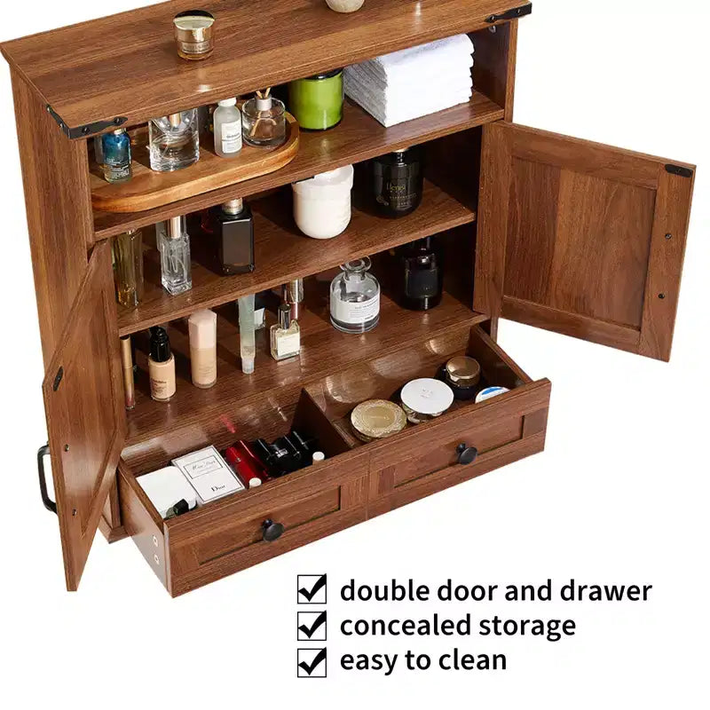 24 Wide Farmhouse Wall-Mounted Bathroom Cabinet with Sliding Barn Doors - Medicine Cabinet with Adjustable Shelf for Bathroom and Laundry
