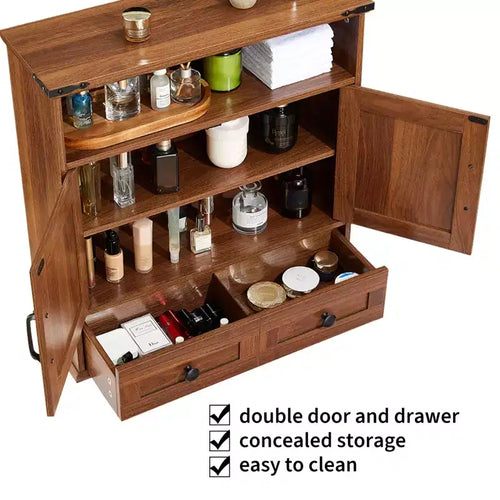 24 Wide Farmhouse Wall-Mounted Bathroom Cabinet with Sliding Barn Doors - Medicine Cabinet with Adjustable Shelf for Bathroom and Laundry