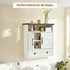24 Wide Farmhouse Wall-Mounted Bathroom Cabinet with Sliding Barn Doors - Medicine Cabinet with Adjustable Shelf for Bathroom and Laundry