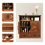 24 Wide Farmhouse Wall-Mounted Bathroom Cabinet with Sliding Barn Doors - Medicine Cabinet with Adjustable Shelf for Bathroom and Laundry