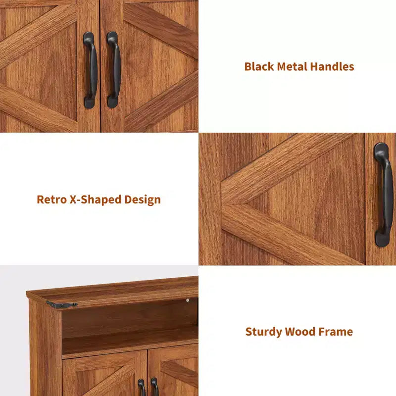 24 Wide Farmhouse Wall-Mounted Bathroom Cabinet with Sliding Barn Doors - Medicine Cabinet with Adjustable Shelf for Bathroom and Laundry