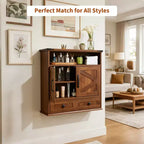24 Wide Farmhouse Wall-Mounted Bathroom Cabinet with Sliding Barn Doors - Medicine Cabinet with Adjustable Shelf for Bathroom and Laundry