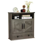 24 Wide Farmhouse Wall-Mounted Bathroom Cabinet with Sliding Barn Doors - Medicine Cabinet with Adjustable Shelf for Bathroom and Laundry