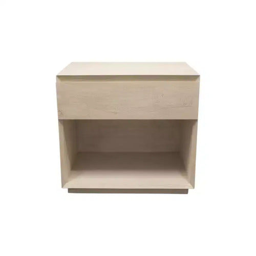 HomeRoots 24 Natural Solid Wood Ribbed Texture One Drawer Nightstand