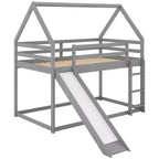 Twin Size Wood Bed With Ladder, Slide, Guardrail, Easy Assembly