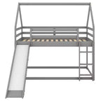 Twin Size Wood Bed With Ladder, Slide, Guardrail, Easy Assembly