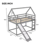 Twin Size Wood Bed With Ladder, Slide, Guardrail, Easy Assembly