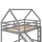 Twin Size Wood Bed With Ladder, Slide, Guardrail, Easy Assembly