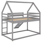 Twin Size Wood Bed With Ladder, Slide, Guardrail, Easy Assembly