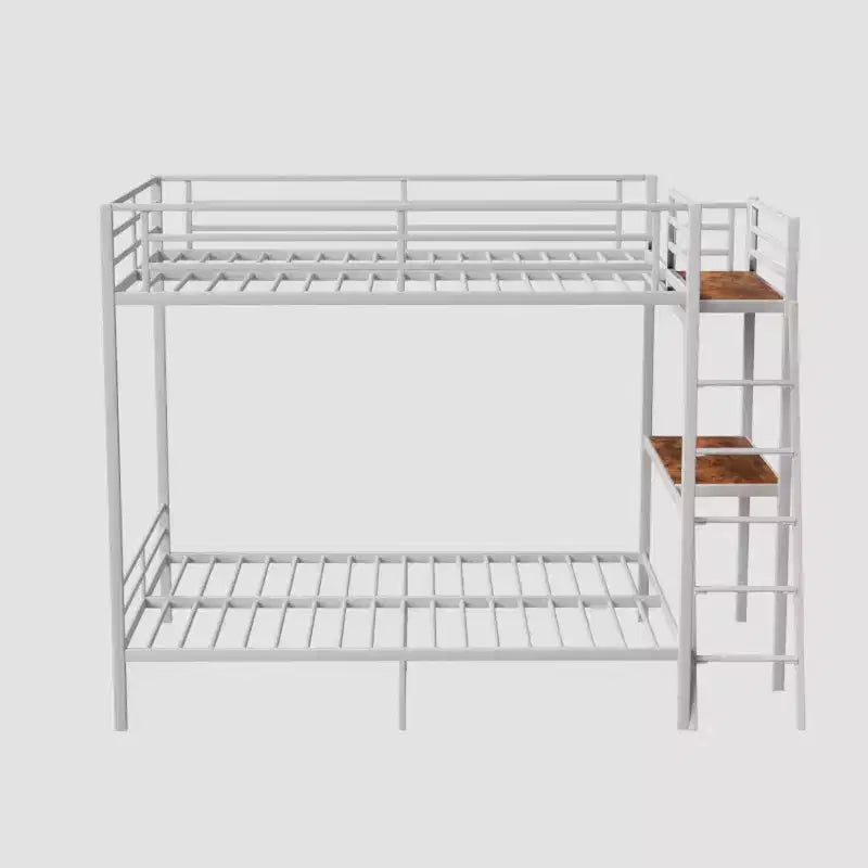 Modern Full Size Metal Bunk Bed with Built-in Desk for Bedroom and Dorm