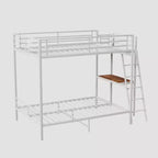 Modern Full Size Metal Bunk Bed with Built-in Desk for Bedroom and Dorm