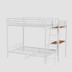 Modern Full Size Metal Bunk Bed with Built-in Desk for Bedroom and Dorm