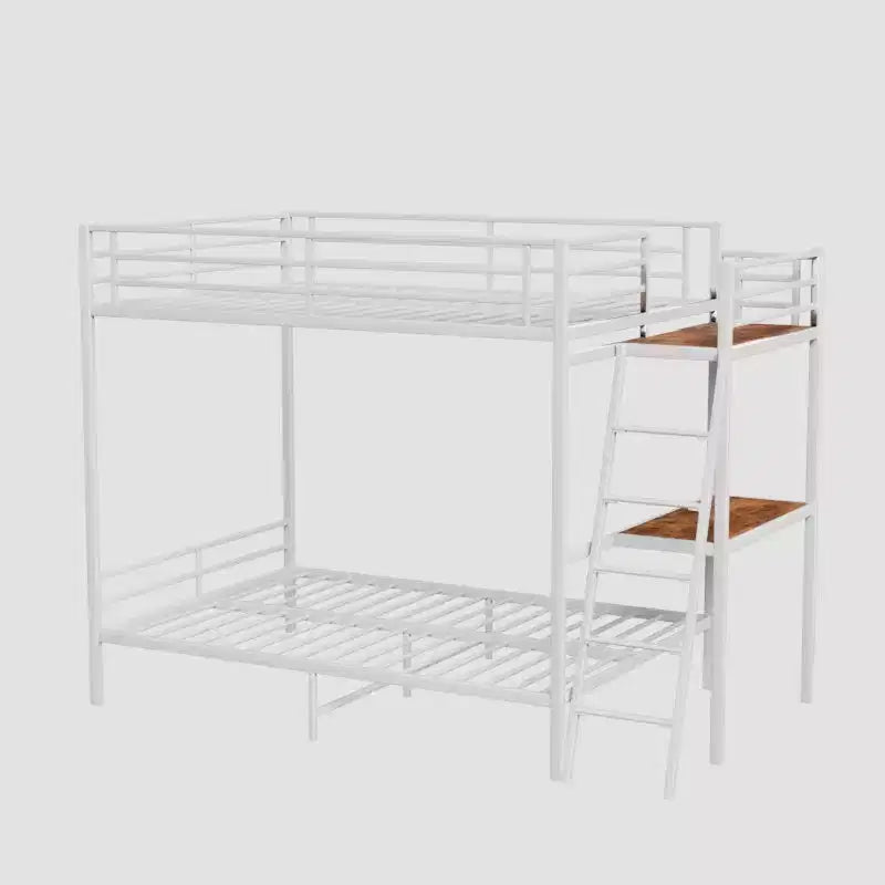 Modern Full Size Metal Bunk Bed with Built-in Desk for Bedroom and Dorm