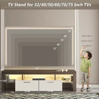 Modern LED TV Stand with Large Storage Drawer for 40 50 55 60 65 70 75 Inch TVs, with Glossy Entertainment Center for Living Room, Bedroom,Wood
