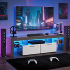 Modern LED TV Stand with Large Storage Drawer for 40 50 55 60 65 70 75 Inch TVs, with Glossy Entertainment Center for Living Room, Bedroom,Wood