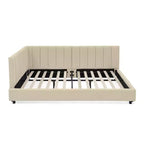 Full Size Upholstered Daybed Frame with Backrest and Armrests, Modern L Shaped Corner Bed for Bedroom Living Room